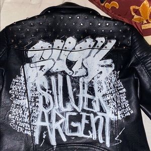 Zara graffiti leather jacket